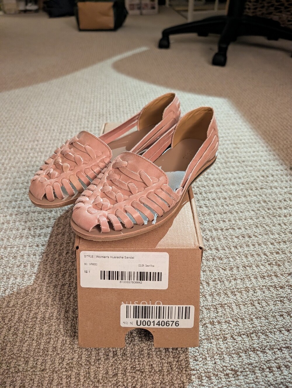 NWT Nisolo Huarache Sandals, Desert Rose, size 6